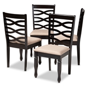 Baxton Studio Lanier Modern and Contemporary Sand Fabric Upholstered Espresso Brown Finished Wood Dining Chair Set of 4